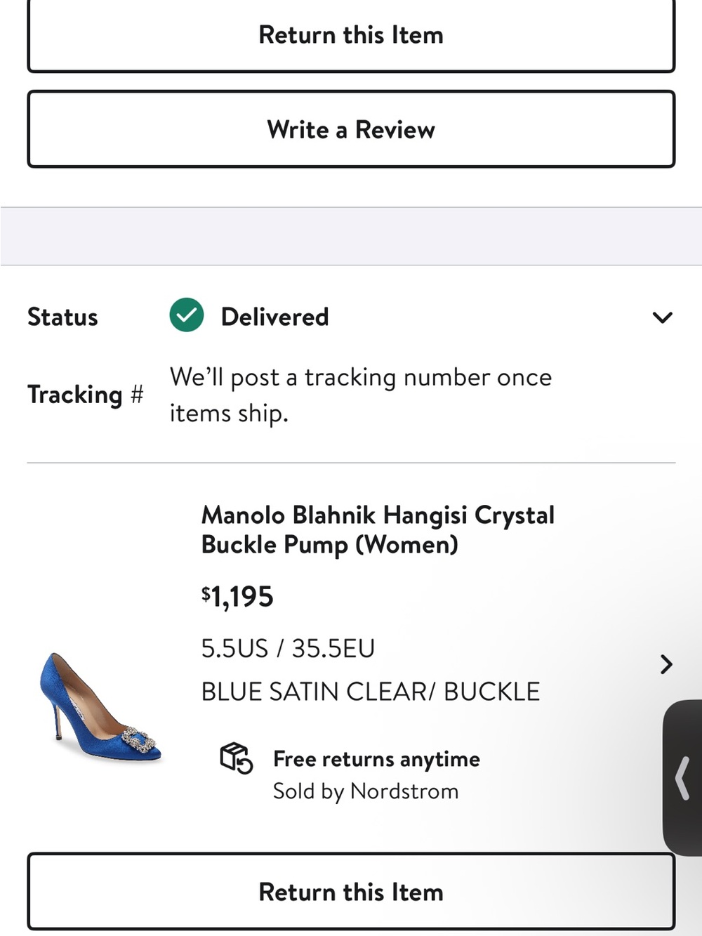 Manolo Blahnik Royal Blue Satin Pointed Toe Pumps with Crystal Buckles - Picture 7 of 7